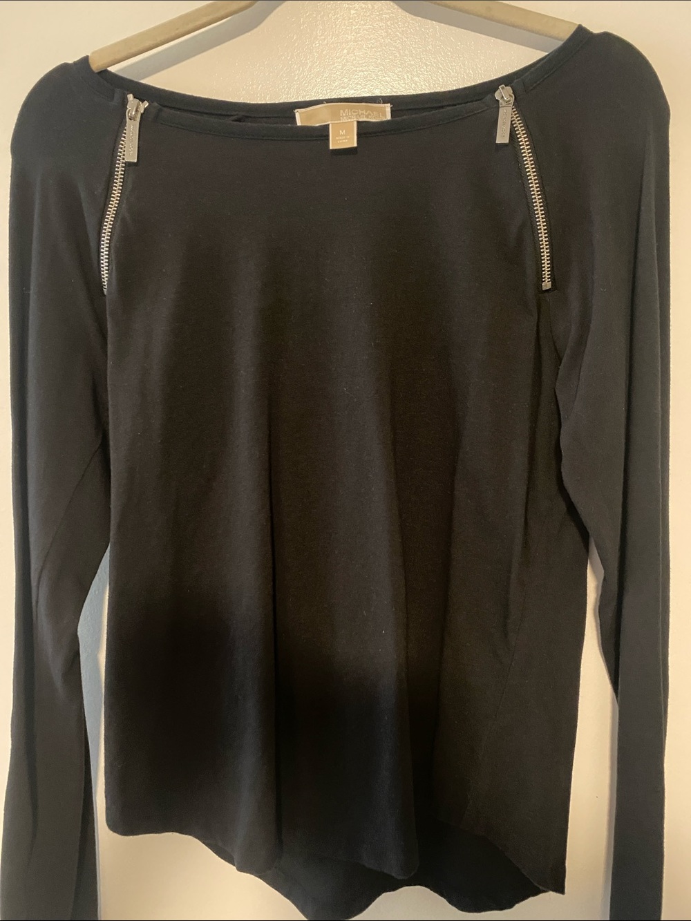 MICHAEL Michael Kors Black Top with Silver Zippers